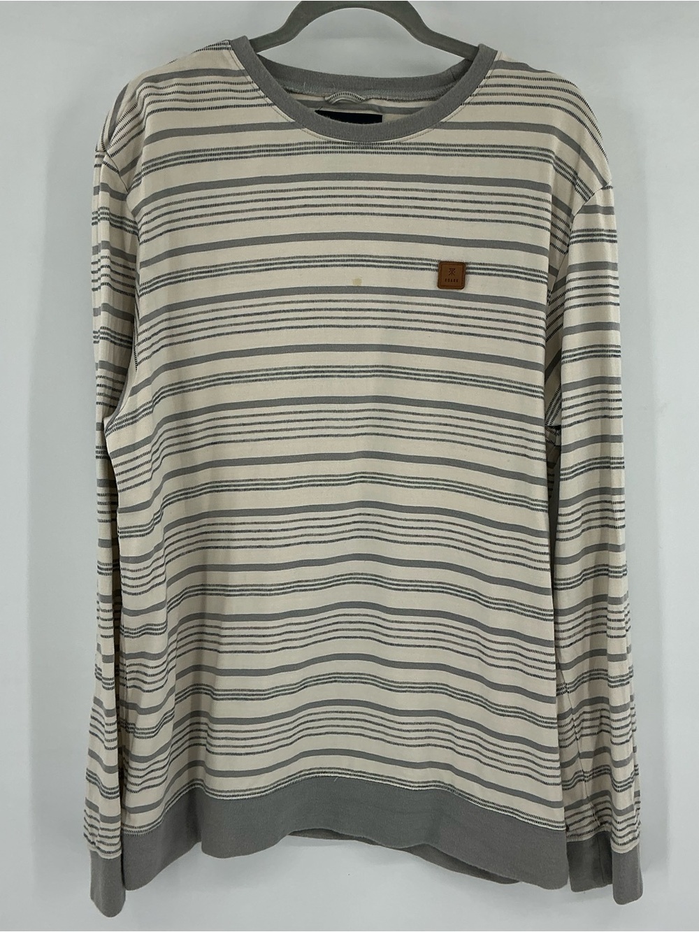 The Roark Revival Cream and Gray Striped Long-Sleeve Tee